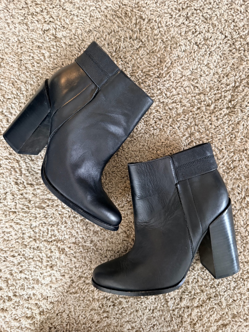 & Other Stories Black Leather Block Heel Ankle Boots